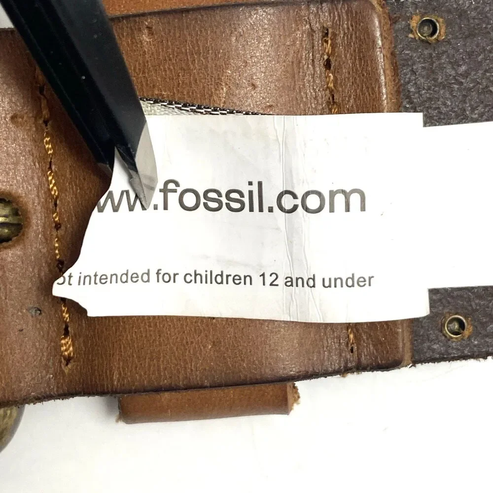 Fossil Mens Tan Genuine Leather Studded Belt Roller Buckle Size M Casual